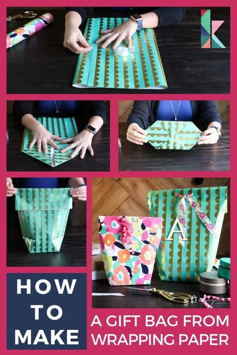 How to make a gift bag from wrapping paper #wrappingpaper #gift #giftbag #howtomakeagiftbag #howtomakeagiftbageasydiy Bag From Wrapping Paper, Make A Gift Bag, Homemade Gift Bags, Wrapping Tips, How To Make A Gift Bag, Wrapping Inspiration, Paper Bag Gift Wrapping, Gift Wrapping Techniques, Gift Bags Diy