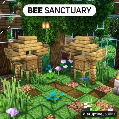 Greenhouse Mc Ideas, Minecraft Bee Garden Ideas, Exterior Decor Minecraft, Minecraft Animal Habitats, Tiny Bridge Minecraft, Pretty Minecraft Seeds Pocket Edition, Minecraft Garden Shed, Minecraft Garden Ideas Small, Picnic Area Minecraft