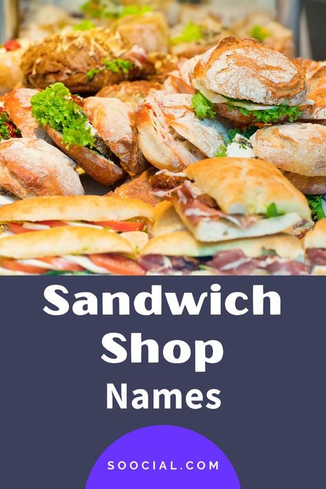 Sandwich Names, New Business Names, Shop Name Ideas, Sandwich Shop, Sandwich Shops, Shop Name, Name Ideas, Business Names, Salmon Burgers