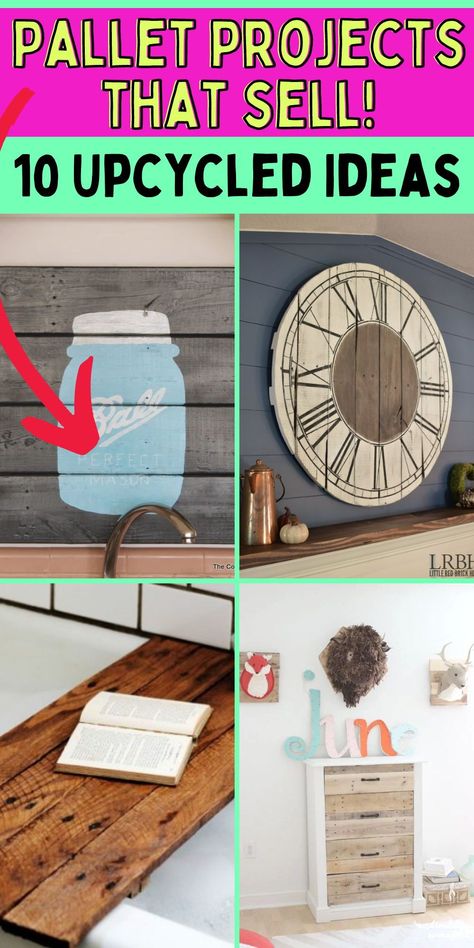 The best DIY pallet projects. Easy pallet projects. What to make with pallets. Pallet Artwork, Easy Pallet Projects, Pallet Craft, Ideas To Sell, Upcycled Ideas, Pallet Projects Easy, Pallet Project, Country Chic Cottage, Scrap Wood Projects