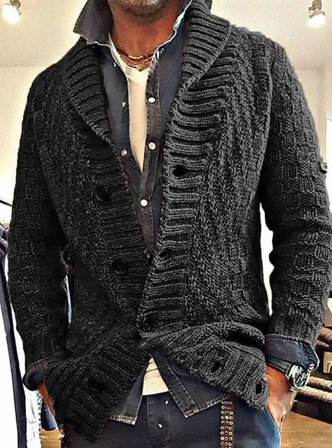 Men Knitted Sweater, Autumn Cardigan, Plain Fashion, Double Breasted Cardigan, Coats Men, New Sweater, Cardigan Casual, Coat Men, Button Sweater