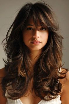 Long Wavy Hairstyle Ideas Long Wavy Bangs, Long Hair With Layers And Bangs, Long Layered Hair With Side Bangs, Youthful Haircuts, Long Layers With Bangs, Long Layered Bob, Long Layered Haircuts, Layered Bob, Long Hair With Bangs