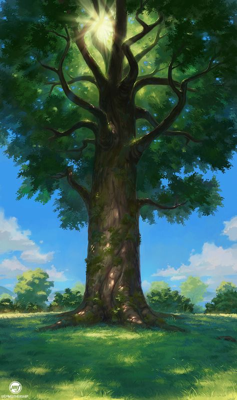 Hill Background For Editing, Tree Art Aesthetic, Tree Background For Editing, Big Tree Painting, Tree On A Hill, Tree Art Painting, Mind Painting, Trees Background, Huge Tree