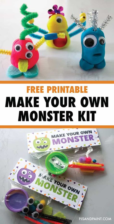 Make Your Own Monster, Halloween School Treats, Free Printable Halloween, Halloween Kindergarten, Monster Craft, Trick Or Treaters, Halloween Preschool, Bag Topper, Halloween Treat Bags