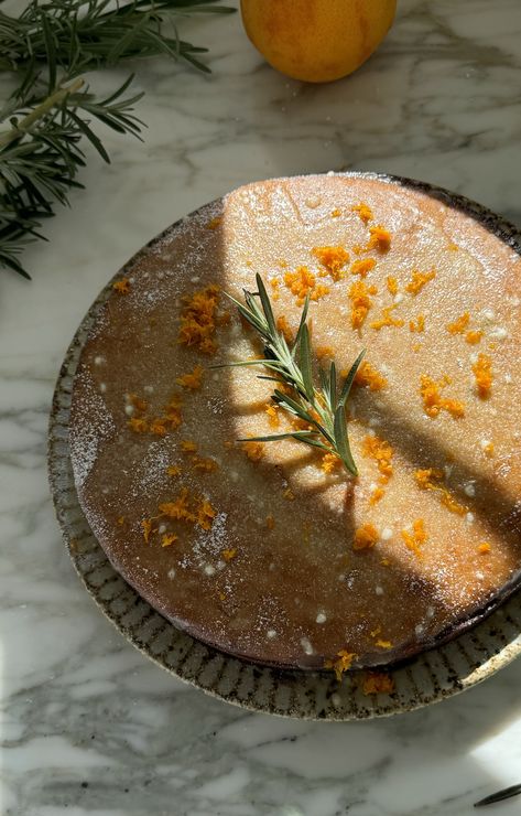 Recipe: Rosemary Olive Oil Orange Cake — Megan Karp Olive Oil Cake Aesthetic, Orange Rosemary Cake, Olive Oil Lemon Cake, Rosemary Olive Oil Cake, Rosemary Cake, Oil Cake Recipe, Orange Olive Oil Cake, Olive Oil Cake Recipe, Rosemary Olive Oil