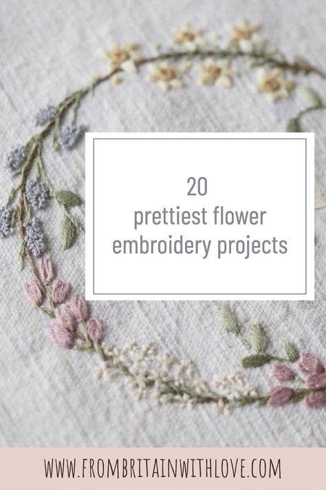 love this pretty flower embroidery kit on vintage french linen - just one of 20 pretty diy ideas including kits, tutorials, ideas and vintage upcycling ideas suitable for beginners upwards #embroidery #flowers Flower Bouquet Embroidery Pattern, Doodle Embroidery Ideas, Spring Embroidery Ideas, Embroidery Patterns Vintage Free Design, Freehand Embroidery Ideas, Hand Embroidery Patterns Free Printable Flowers, Flower Embroidery Pattern Free Templates, Small Flower Embroidery Designs, Embroidered Flowers Tutorial