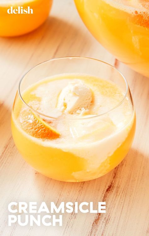 Creamsicle Punch Is What Brunch Dreams Are Made OfDelish Brunch Drinks Non Alcoholic, Creamsicle Punch, Vodka Mixed Drinks Recipes, Drinks Non Alcoholic, Vodka Mixed Drinks, Cocktails Vodka, Easter Cocktails, Breakfast Homemade, Champagne Cocktails