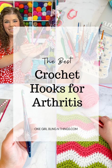 You may be wondering this exact question! In this post I go over my top 5 choices of ergonomic crochet hooks that can help solve the problem of crocheting with arthritis, carpal tunnel and even just wrist and joint pain. Okie Girl, Crochet Hook Holder, Ergonomic Crochet Hook, Red Heart Patterns, Crochet Classes, Loom Knitting Projects, Crochet Tips, Carpal Tunnel, Knit Or Crochet