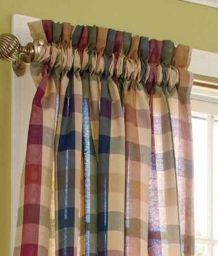 Moire Plaid Rod Pocket Curtains - Ginger/Jewel - Pair Store Curtains, Gingham Curtains, Amish House, Check Curtains, Swag Curtains, Plaid Curtains, English Country Decor, Pocket Curtains, Vermont Country Store