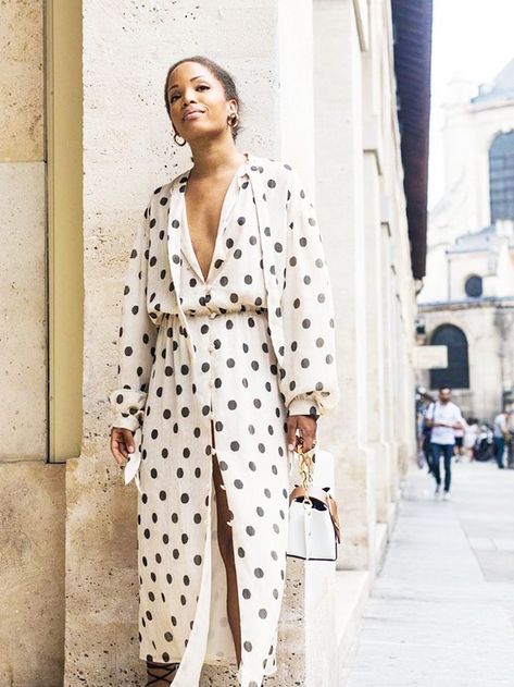 Stockholm Fashion Week Street Style Spring 2019 | Who What Wear UK Autumn Wishlist, Dots Outfit, Stylish Street Style, Dress Like A Parisian, Stockholm Fashion Week, Fashion Quote, Autumn Dresses, Look Boho Chic, Polka Dots Outfit