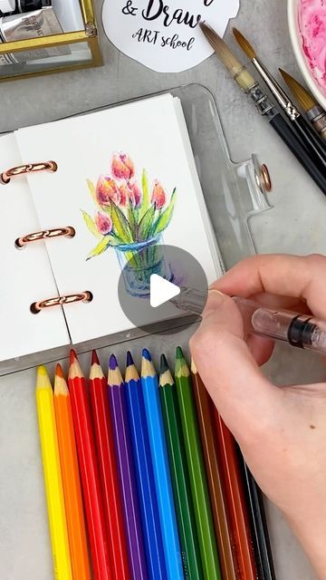 DRAWING TUTORIALS🔹WATERCOLOR🔹SKETCHING on Instagram: "Koh-I-noor & water💛☺️ Have you ever tried them together? Please subscribe😋 @dreamanddraw.school  ⭐️Join my Patreon art lesson subscription link in my bio @dreamanddraw.school  🎨Get my free demo lesson link in my bio👆  ✅ Here we have:  Art tutorials for beginners Drawing tips Useful simple theory Online drawing streams Drawing marathons  Drawing courses   #drawingtutorial #arttutorial #artlesson #drawtutorial #watercolorlesson #watercolorillustration #artistprocess #onlinedrawing #artonline" Watercolour Pencil Art Easy, Watercolor Pencil For Beginners, Drawing Course Art Lessons, Watercolour Pencil Drawings, Watercolour Pencils For Beginners, How To Use Watercolor Pencils, Watercolour Pencil Art Tutorials, Watercolor Pencil Art For Beginners, Watercolour Pencil Art