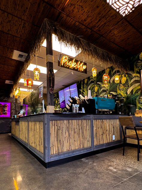 Turtle Bay Smoothie Co - Arlington Washington Tropical Smoothie Cafe Tropical Cafe Design, Tropical Bar Design, Beach Cafe Design, Beach Bar Design Ideas, Tropical Cafe, Cafe Plan, Tropical Bar, Tropical Smoothie Cafe, Tropical Outdoor