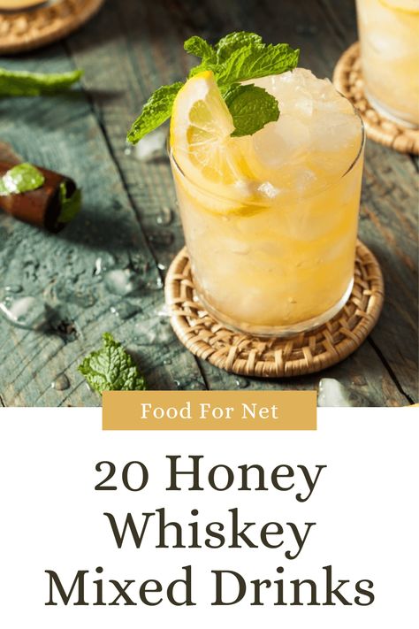 Honey whiskey isn't just for drinking on its own. It's also surprisingly good in a large selection of different cocktails. #honey #whiskey Honey Bourbon Drinks, Jack Daniels Honey Drinks, Honey Liquor, Jack Daniels Honey Whiskey, Whisky Honey, Whiskey Mixed Drinks, Bourbon Mixed Drinks, Whiskey Drinks Simple, Tennessee Honey Whiskey