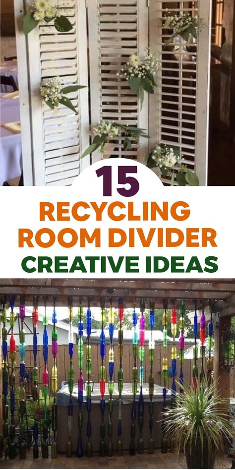 Discover innovative ways to separate your space sustainably with these upcycling room divider concepts, perfect for enhancing both style and functionality in your living area. Revamp old doors by painting them with lively hues and installing hinges to form a distinctive folding screen. Utilize repurposed wooden pallets to construct a charming and eco-conscious room partition integrated with shelves for showcasing plants or books. Shelves For Plants, Diy Entry Table, Creative Room Dividers, Pallet Room, Jungle Theme Decorations, Salvaged Windows, Macrame Room Divider, Room Divider Ideas, Folding Screen Room Divider