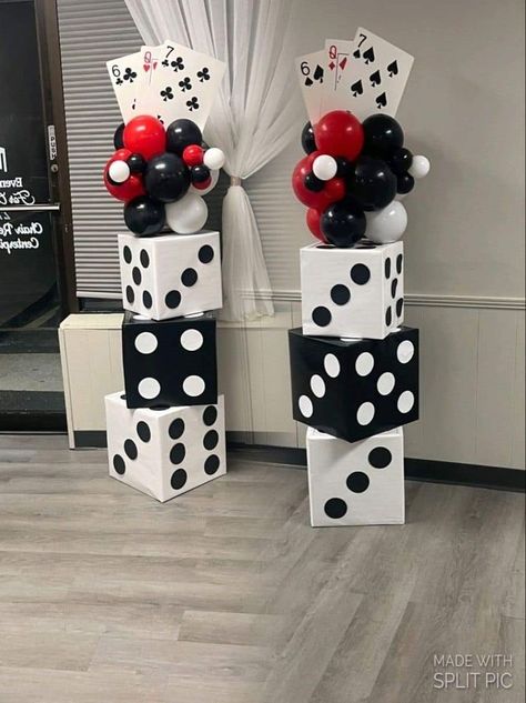 Birthday Party Casino Theme, Vegas Theme Balloon Garland, Casino Party Favors For Adults, Casino Royale Prom Theme, 50th Casino Theme Party, Casino First Birthday, Spades Theme Party, 80th Birthday Casino Theme, Casino Nights Theme Party