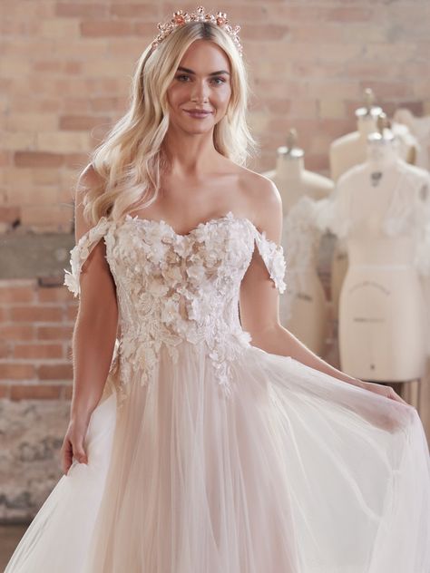 Mirra Fairytale A-line Bridal Gown | Maggie Sottero Maggie Soterro, Strapless Wedding Dress Mermaid, Black Ball Gown, Wedding Dress Cap Sleeves, A Line Bridal Gowns, Maggie Sottero Wedding Dresses, Chic Brides, Lace Ball Gowns, Wedding Gowns Mermaid