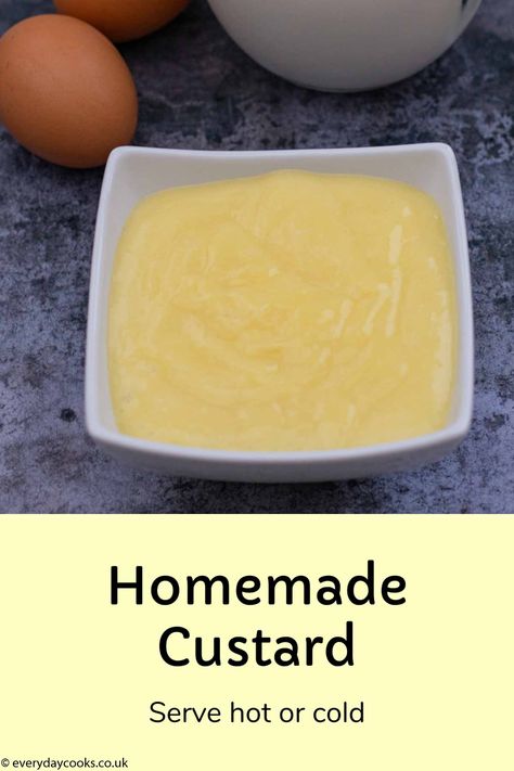 Homemade custard is a revelation - easy to make and delicious to eat. #everydaycooks #custard Hot Custard Recipe, How To Make Custard Powder, Homemade Custard Recipe, Creme Anglaise Recipe, Custard Recipe Easy, How To Make Custard, Pudding Desserts Recipes, Stick Blender, Secret Of Success