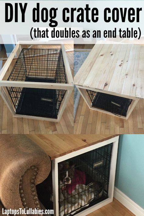 DIY dog crate cover Diy Dog Crate Cover, Diy Dog Crate, Dog Kennel Cover, Dog Crate Cover, Dog Kennel Furniture, Diy Dog Kennel, Crate Table, Crate Diy, Crate Cover