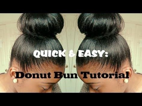 Braids For Black Women Tutorial, Bun Natural Hairstyles, Donut Bun Hairstyles, Natural Hairstyles For Black Women, Healthy Relaxed Hair, Relaxed Hair Care, African American Hair, High Bun Hairstyles, American Hairstyles