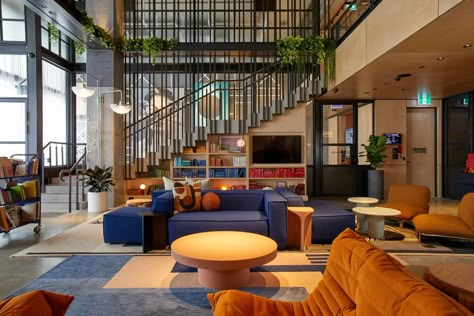 Moxy Sydney Airport Hotel - GroupGSA Executive Interior Design, Moxy Hotel, Sydney Hotel, Sydney Airport, Garage Style, Custom Sectional, Airport Hotel, Brick Facade, Art Deco Patterns