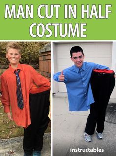 Cut In Half Costume, Diy Costumes For Boys, Boys Halloween Costumes Diy, Man Cut, Meme Costume, Makeup Scary, Costumes College