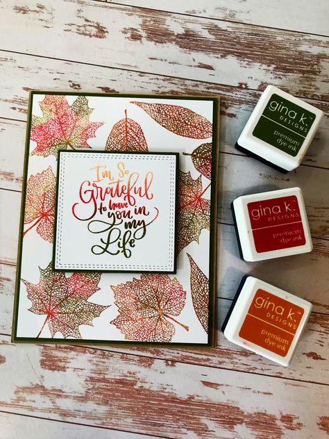 Stamp Tv, Skeleton Leaves, Gina K Designs, Gina K, Leaf Cards, Winter Vibes, Design Stamps, Holiday Wreath, Thanksgiving Cards