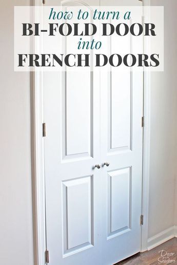 Turn your bi-fold door into French doors with this easy tutorial! It shows you exactly how to create your own custom closet with beautiful DIY French doors. This budget-friendly closet makeover will have a huge impact on your home! | decorbytheseashore.co Deur Makeover, Diy French Doors, French Door Decor, Diy Kast, Bifold Doors Makeover, Folding Closet Doors, Diy Closet Doors, Bedroom Closet Doors, Closet Door Makeover