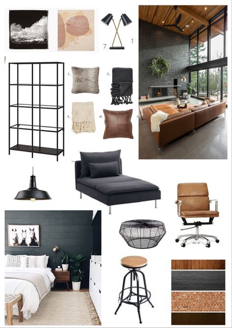 Amazon Industrial Decor, Industrial Style Mood Board, Industrial Mood Board, Industrial Office Interior Design, Industrial Office Interior, Modern Industrial Office Design, Industrial Modern Decor, Home Mood Board, Mood Board Interior Design