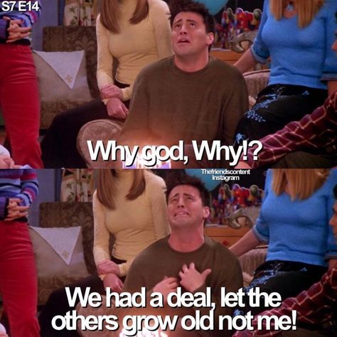 Tavalod Idea, Friends Memes, Friends Scenes, Grey Quotes, Friend Logo, Friends Poster, Friend Birthday Quotes, Funny Birthday Cakes, Joey Tribbiani