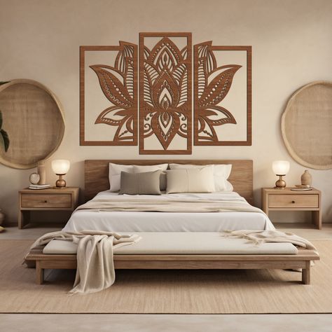 Zen Bedroom Wall Art, Zen Accent Wall, Buddhist Bedroom Ideas, Spiritual Wall Art Bedroom, Spiritual Room Ideas Sacred Space, Home Sanctuary Decorating Ideas, Zen Inspired Bedroom, Spiritual Room Ideas Bedrooms, Spiritual Decor Ideas Home