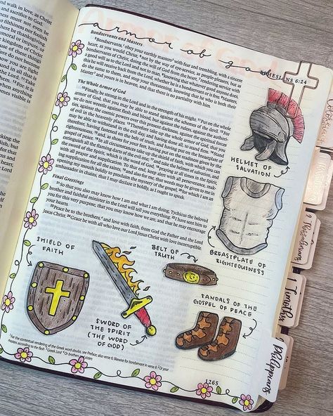 Marika Smith | The Whole Armor of God Bible Journaling ⚔️🛡 ~ by Marika Smith 🤍 - - - #christian #christianposts #biblejournaling… | Instagram Armor Of God Journaling, Armor Of God Doodle, Psalm 8 Bible Journaling, Psalms 2 Bible Journaling, John 11 Bible Journaling, Aesthetic Notes Inspiration, Christian Journal Ideas Inspiration, Church Journal Ideas, Armor Of God Drawing