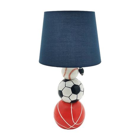 Add this The Big One Kids Sports Table Lamp to your kiddo's room to complete their sports theme style.Click this HOME DECOR & FURNITURE GUIDE to find the perfect fit and more! Add this The Big One Kids Sports Table Lamp to your kiddo's room to complete their sports theme style.Click this HOME DECOR & FURNITURE GUIDE to find the perfect fit and more! FEATURES Soccer, baseball and basketball design For indoor useDETAILS 16 3/4"H x 9"W x 9"D Weight: 2.16 lbs. Ceramic, linen, iron, polyresin Uses on Boys Room Accessories, Safari Sports Nursery, Boys Sport Themed Bedroom, Sports Home Decor, Toddler Boy Baseball Room, Sports Themed Nursery For Boys, Toddler Boy Sports Room, Sports Toddler Room, Toddler Sports Bedroom