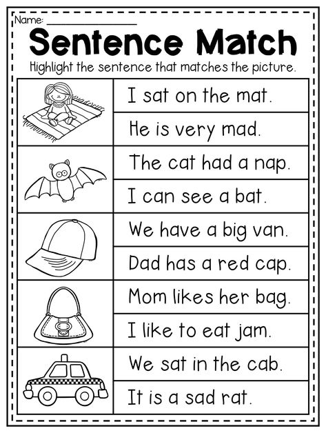 Cvc Sentences Worksheets, Cvc Sentences, Sentence Worksheet, Kertas Kerja Prasekolah, Aktiviti Prasekolah, Cvc Worksheets, Cvc Words Worksheets, Maluchy Montessori, Cvc Words Kindergarten