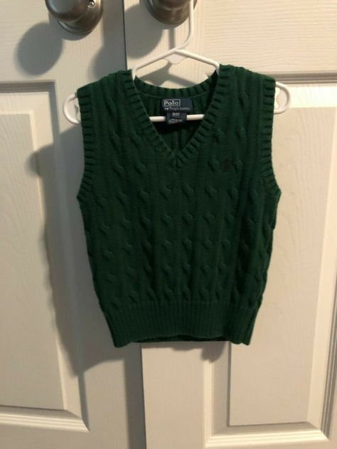 Green Knit Vest, Slytherin Fashion, Green Sweater Vest, Ralph Lauren Vest, Baggy Clothes, Alternative Outfits, Fashion Fits, Sleeveless Sweater, Green Sweater