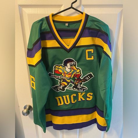 Anaheim Mighty Ducks #96 Adult Large L Movie Authentic Hockey Jersey Nhl Disney D2 The Mighty Ducks, Charlie Conway, World Cup Jerseys, Mighty Ducks, Adidas Jersey, Sandlot, Disney Colors, Hot Actors, Blue Nike