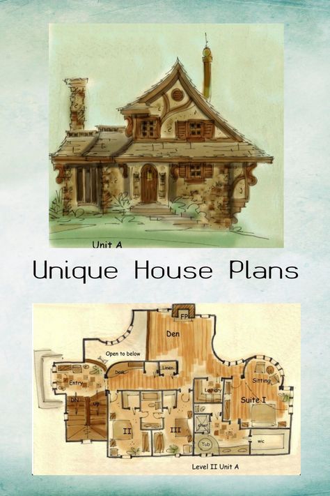 Unique House Plans // Designer homes // mcmansion // Dream Home // luxury home // luxury living // home design // home ideas // architecture // house // home // Unique House Plans // dream home ideas // home sweet home // architectual design // forever home // build your home. #luxuryhomes #dreamhomes #dreamhomeideas #home #homesweethome #uniquehouseplans #uniqueluxurystyle #mcmansion #house #building Houses With No Garage, Vintage Home Floor Plans, Fictional Floor Plans, Forest Cottage Floor Plan, Unique House Layout Floor Plans, Hocus Pocus House Floor Plan, Fantasy Home Layout, Interesting House Plans, Hobbit House Floor Plans