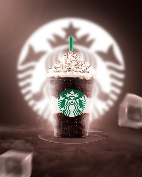 Design social media ads, for Starbucks Starbucks Promotion Design, Starbucks Advertisement Poster, Starbucks Social Media Design, Starbucks Social Media, Starbucks Ads, Cafe Marketing, Drinks Ads, Starbucks Poster, Coffee Social Media