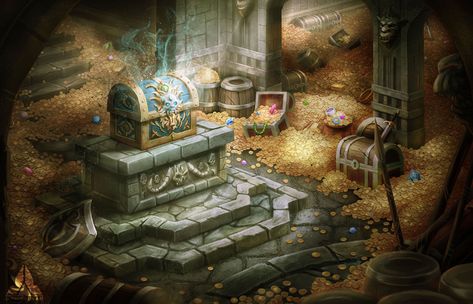 Treasure House Taverna Medieval, Fantasy Shop, Fantasy Rooms, Heroic Fantasy, Rpg Map, Level Design, The Pirates, Fantasy Places, Interior Concept