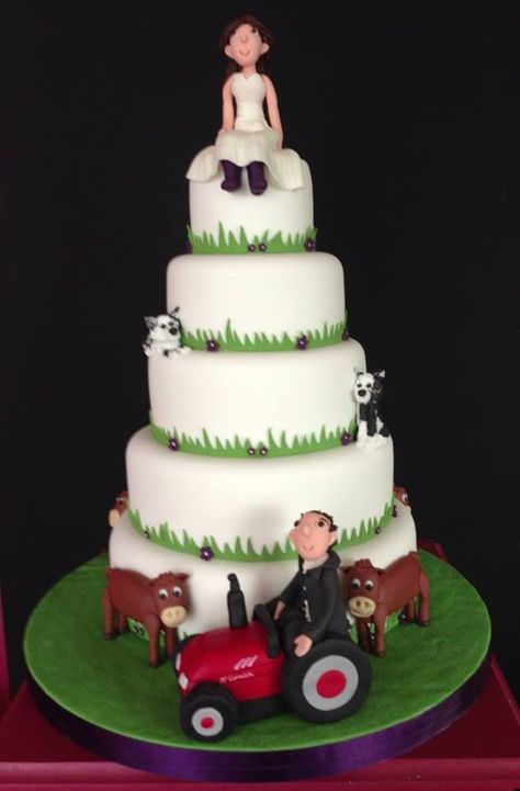 10 Farm Wedding Cakes - Lorna Sixsmith Farming Cake, Farming Wedding, Farm Wedding Cake, Tractor Cakes, Novelty Wedding Cakes, Cow Wedding, Tractor Wedding, Farmer Wedding, A Good Husband