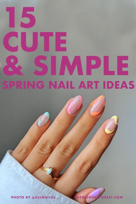 15 Cute and Simple Spring Nail Art Ideas - Wonder Forest Nails June, Spring Nail Art Ideas, Dot Nail Art Designs, Wonder Forest, June Nails, Daisy Nail Art, Forest Summer, Simple Spring Nails, Pink Ombre Nails