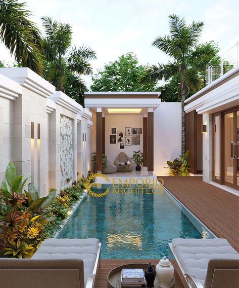 Small Pools Backyard Inground, Small Pools Backyard, Emporio Architect, Small Villa, Pools Backyard Inground, Villa Bali, Pool House Plans, Bali House, Classic House Exterior