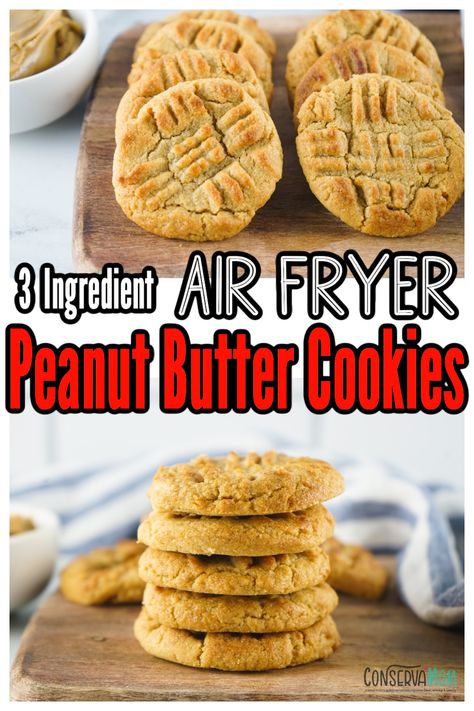 Cookies In Air Fryer, Air Fryer Peanut Butter Cookies, Homemade Peanut Butter Cookies, Air Fryer Recipes Dessert, 3 Ingredient Cookies, Easy Peanut Butter Cookies, Butter Cookies Recipe, Peanut Butter Lovers, Peanut Butter Cookie Recipe