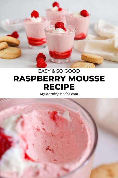 Easy Raspberry Mousse, How To Make Mousse, Cream Cheese Mousse, Fruit Mousse, Vanilla Mousse, Gelatin Recipes, Beef Gelatin, Raspberry Mousse, Pudding Pies