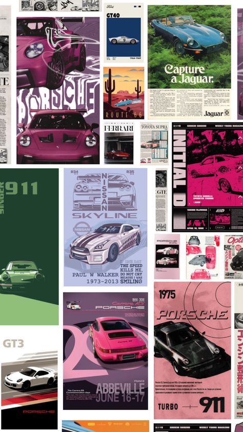 #collage #asthetic #carasthetic #carwallpaper #carcollage #Porsche #trendy Luxury Car Wallpaper, F1 Wallpaper Hd, Old Vintage Cars, Vintage Poster Design, Porsche Gt3, Car Wallpaper, Classy Cars, Bmw E30, Porsche Cars