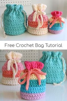 Crochet Drawstring Bags, Crochet Drawstring Bag, Crocheted Bags, Stitches Crochet, Free Crochet Bag, Crochet Bag Tutorials, Crochet Bag Pattern Free, Amazing Crochet, Pola Amigurumi