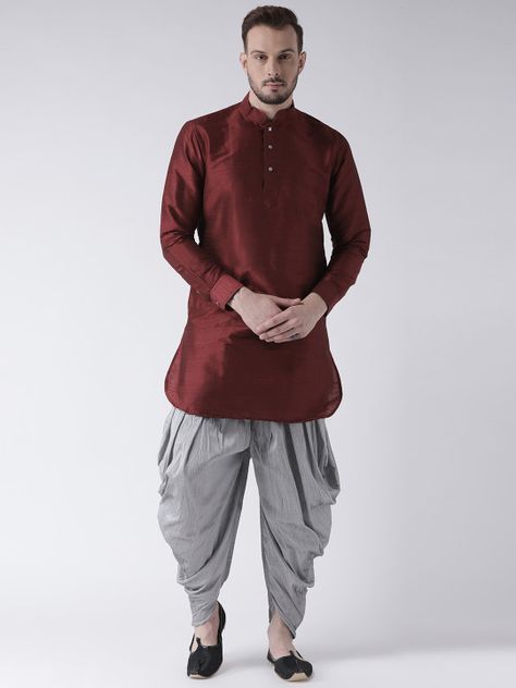 DEYANN Men Maroon Solid Kurta with Patiala - | 1794 Dhoti Pants For Men, Short Kurta For Men, Pajama Men, Sleeveless Blouse Saree, Sherwani For Men, Kurta Men, Boys Kurta, Kurta Design, Eid Special