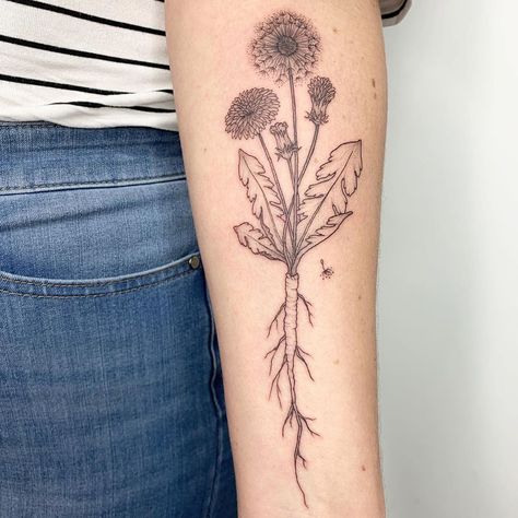 Black And White Dandelion Tattoo, White Dandelion Tattoo, April Tattoos, Iowa Tattoo, Dandelion Tattoo Small, Family Disappointment, Botanical Tattoos, Dandelion Plant, Ancient Tattoo