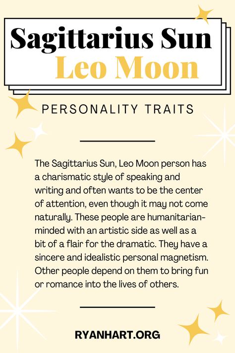 Leo Sun Sagittarius Moon, Moon Personality, Moon Person, Sagittarius Sun, Leo Moon, Sagittarius Personality, Sagittarius Season, Sagittarius Moon, Chart Astrology