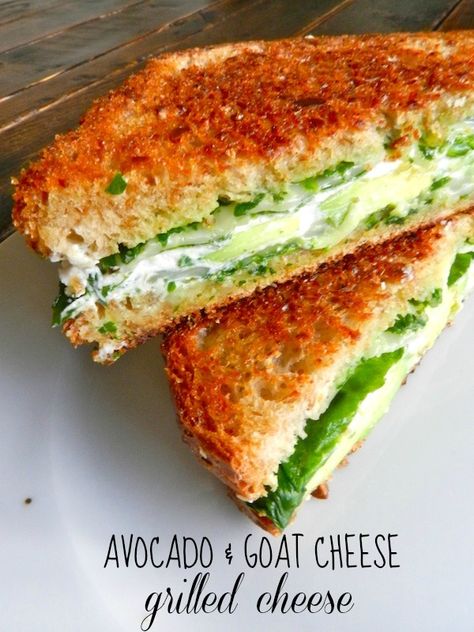 Avocado & Goat Cheese Grilled Cheese by Rachel Schultz Goat Cheese Grilled Cheese, Avocado Goat Cheese, Sandwiches Recipes, Pembuat Roti, Goat Cheese Recipes, Party Sandwiches, Wheat Bread, Cheese Sandwich, Grilled Cheese Sandwich