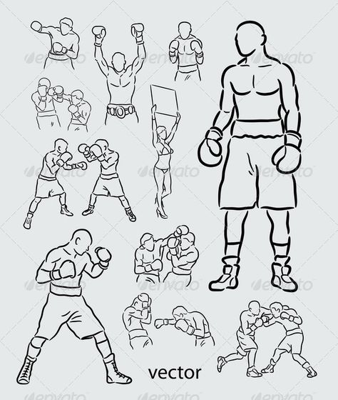 Sport Drawing, Boxing Logo, Boxing Tattoos, Surfergirl Style, Sports Drawings, Desen Realist, Drawing Vector, Sketches Tutorial, Action Poses